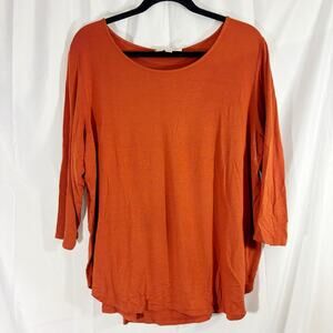Philosophy Woman 1X Russet Scoop Neck 3/4 Sleeve Blouse – Boho Chic Top